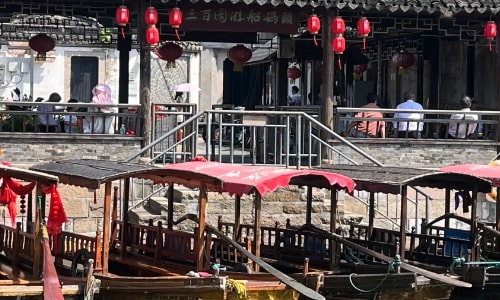 black-awning boat